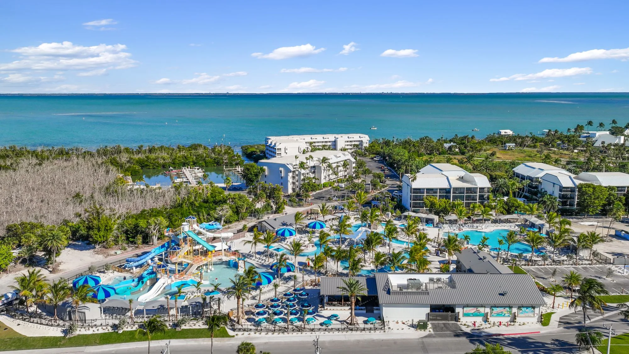 Aerial view of Captiva Landing, the South Seas water park
